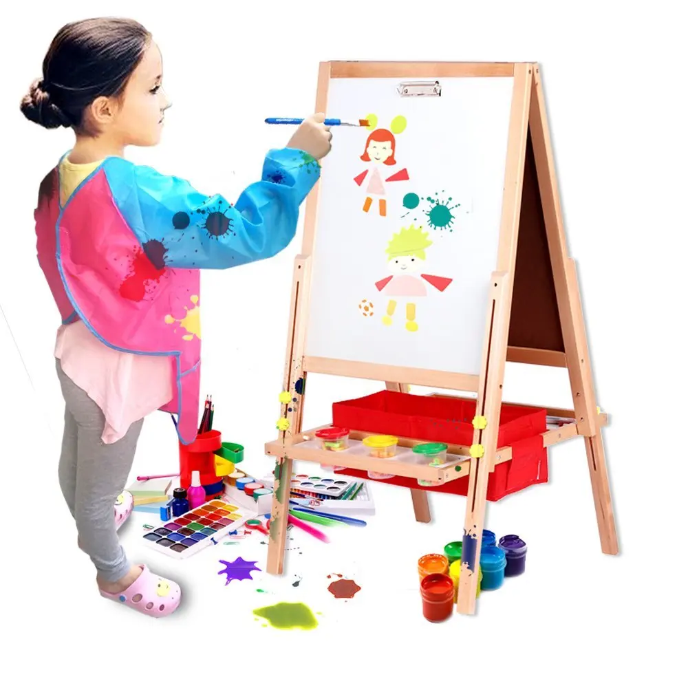 Waterproof Kids Long Sleeves Painting Aprons Craft Smock With 3 Roomy