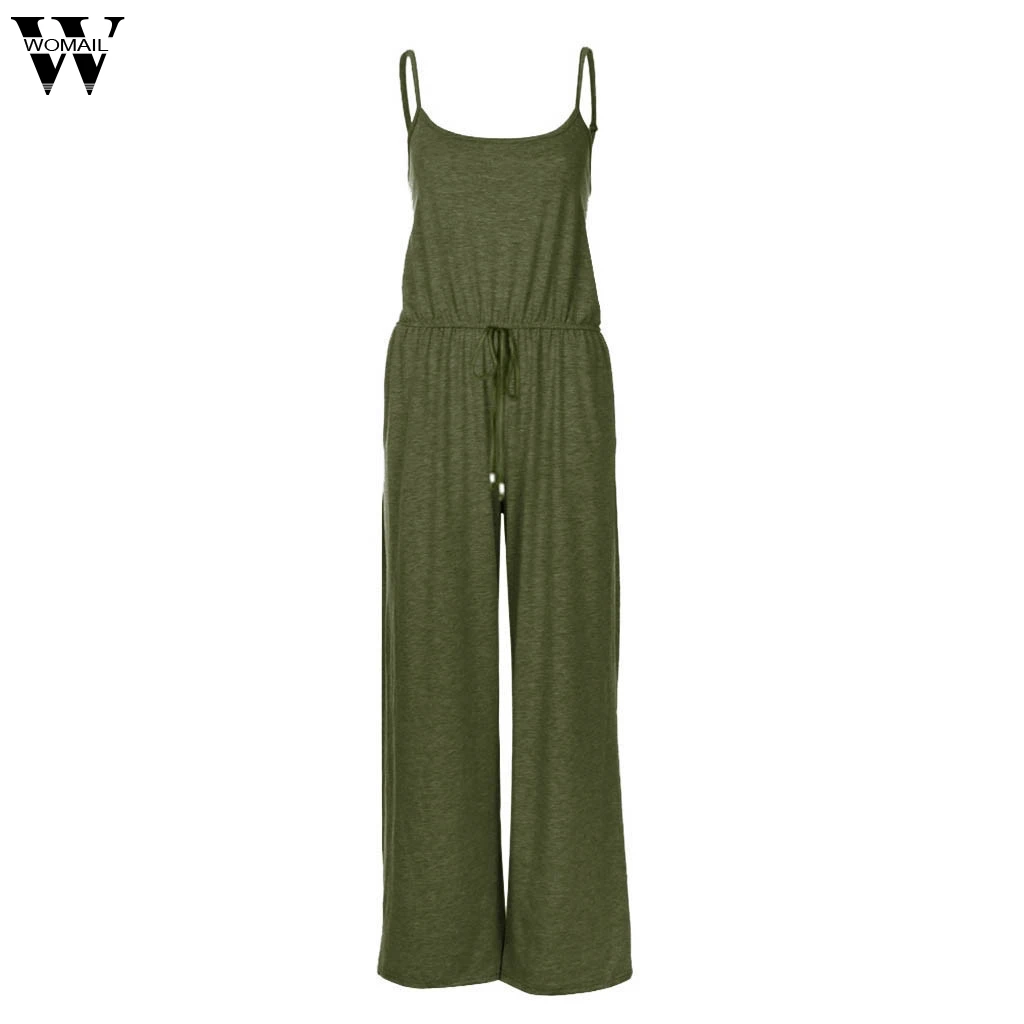 

Womail Fashion Jumpsuit Women's Sleeveless Casual Loose Solid Pockets Long Trousers Jumpsuit For Ladies 2019 Dropship May29