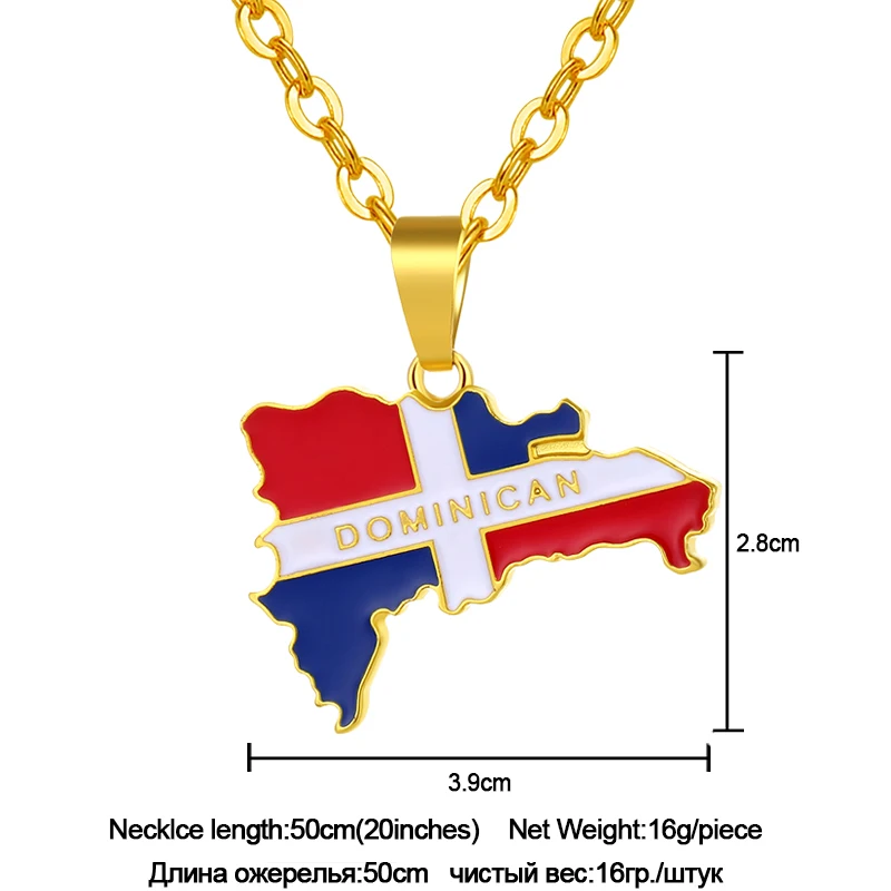 SONYA Dominican географические карты и кулон в форме флага ожерелья для мужчин для женщин/для мужчин золото/серебро Цвет доминиканцы страна ювелирны