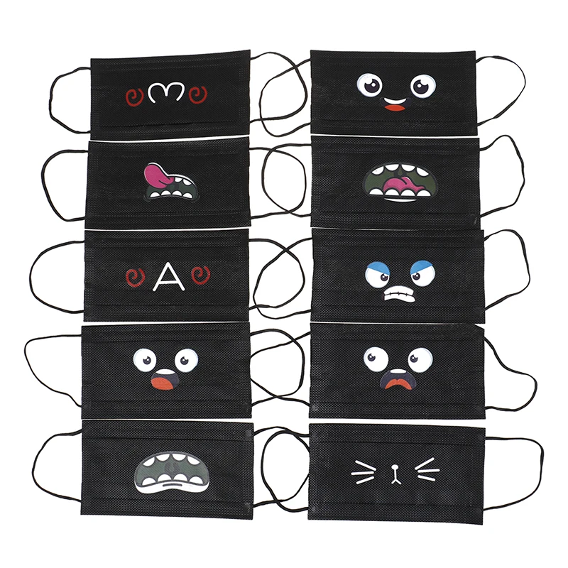 

10Pcs Unisex Disposable Thickened Non-Woven Mouth Mask Party Masks for Outdoor Supplies Black