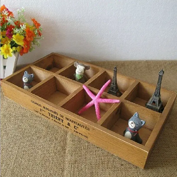 Simple Japan Style Zakka Storage Box Retro Wooden Craft Organizer