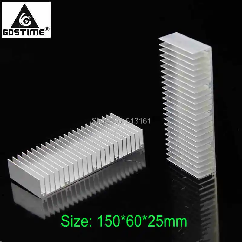 

2 Pieces Gdstime 150x60x25mm Aluminum Heatsink Extruded Profile Heat sink Radiator for Electronic Heat Dissipation