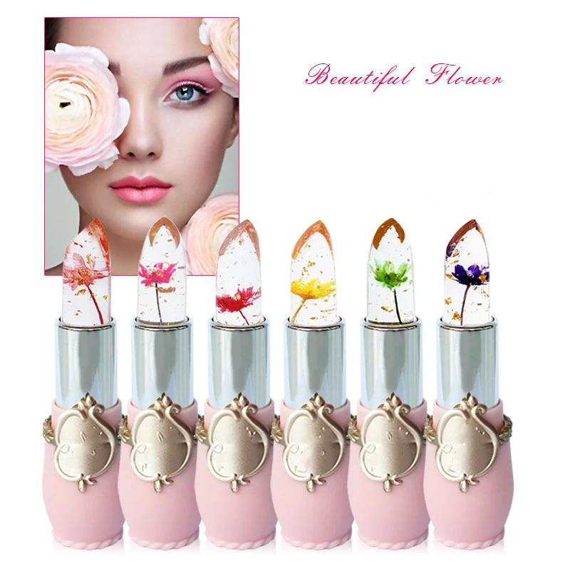 

Moisturizer Long-lasting Lipstick Jelly Flower Makeup Temperature Changed Color Lip Blam Pink Pintalabios Transparent