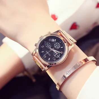 

GUOU New Luxury Classic Ladies stainless steel Watch Fashion Three eyes Quartz Women Watches Casual Ladies Gift Wrist Watch Hot