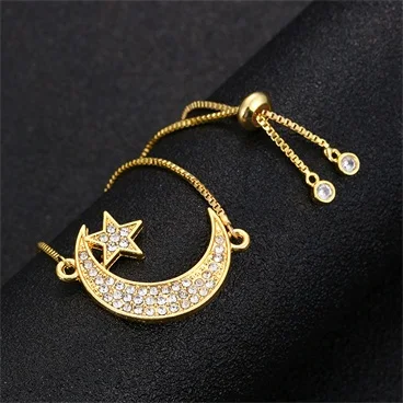 Классические популярные модели милый мусульманский Религиозный браслет в виде сердца для женщин Eid al-Fitr moon stars Ювелирные изделия Подарки - Окраска металла: gold 5