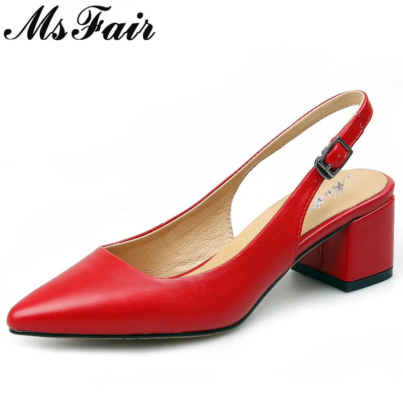 

MsFair Pointed Toe Square heel Women Sandals Fashion Ladies High Heel Sandals 2018 New Summer Buckle High Heels Women Sandals