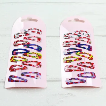 

12 pieces High Quality Tiny Printing Snap Hair Clips for Kids Solid Matel Hairpins Girls Hair Accessories Clips
