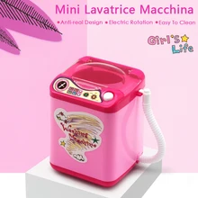 Горячая мини электрическая стиральная машина девушка игрушка стиральная макияж кисти устройство для чистки моделирование автоматический набор для чистки