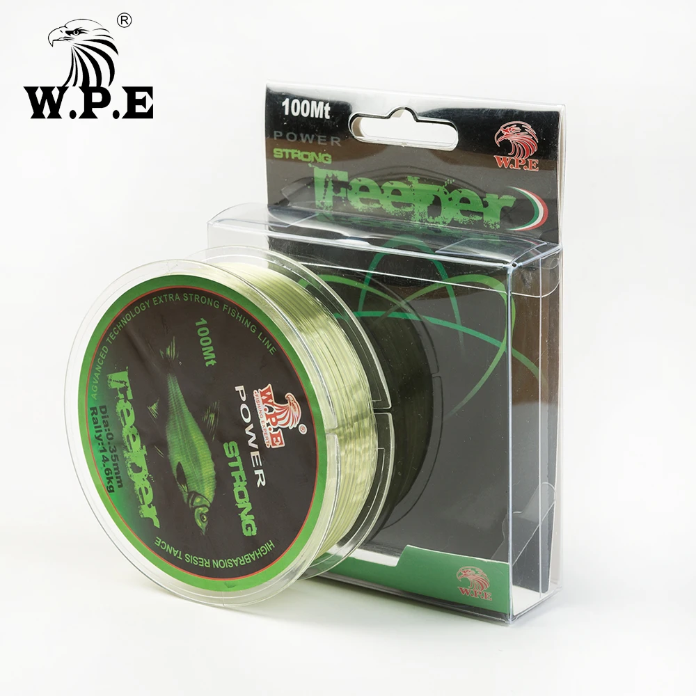 W.P.E FeeDer Nylon Fishing Line 100m 0.20mm-0.60mm Super Strong Monofilament 6.02-37kg Carp Fish Main Line Fishing Accessories