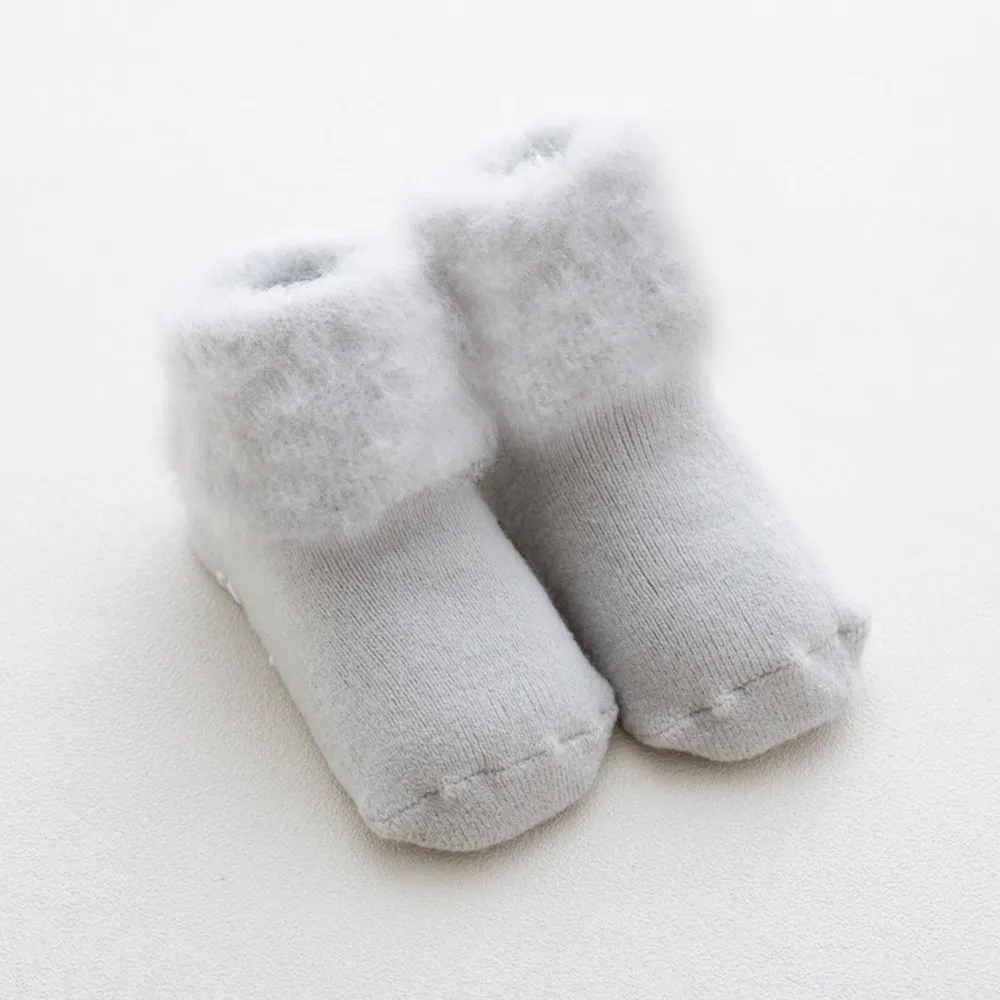 1 Pairs Toddler Baby Boy Girl Childs Cotton Solid Fluffy Long Winter Socks Warm