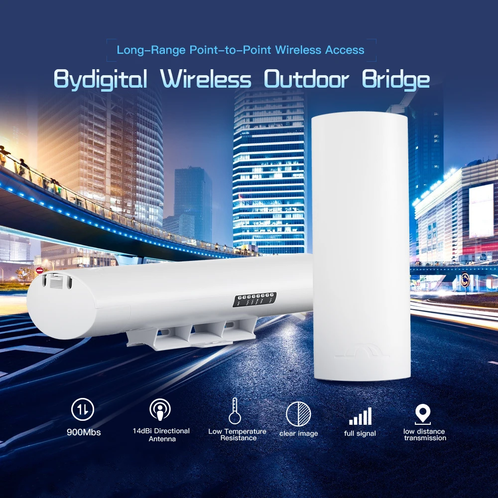 

Wireless Outdoor CPE Bridge 900Mbps 5.8G 14dBi Directional Antenna Long-Range Point-to-Point Wireless Access(A+B) for office