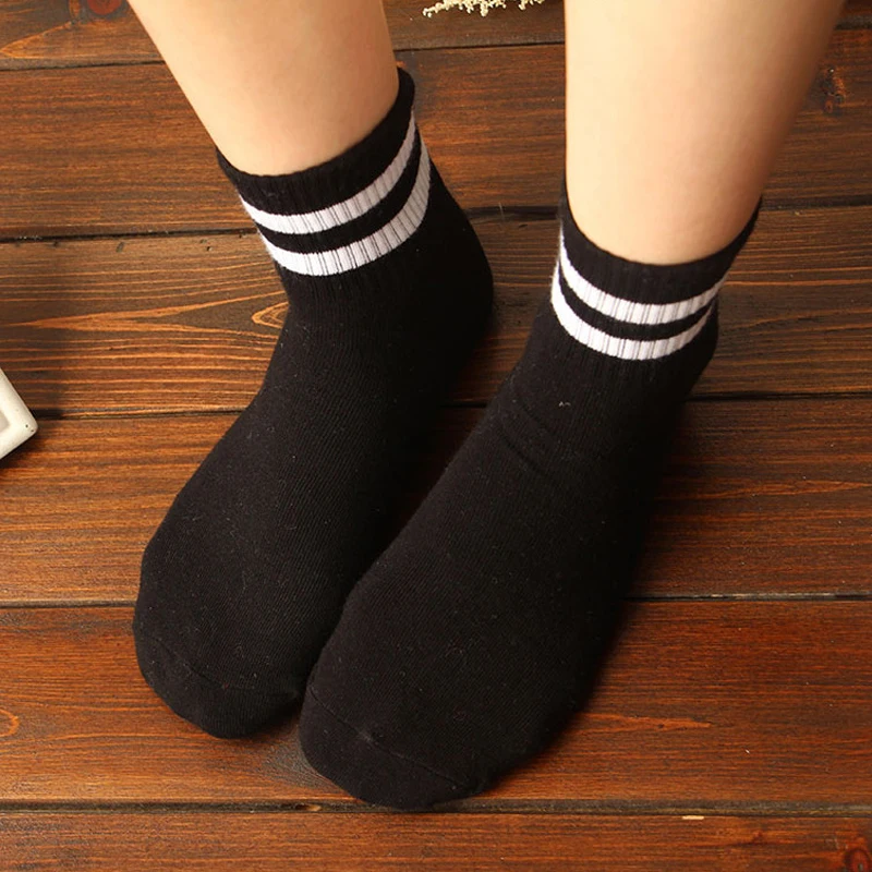 AOWOFS, женские и мужские носки унисекс, Классические Полосатые черные, синие, Белые Повседневные носки, модные женские ретро-носки, популярные, 6 цветов, 1 шт