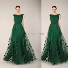 Новинка года. Темно-зеленые длинные вечерние платья Tony Ward. Женские пышные вечерние платья с цветами. Вечерние платья