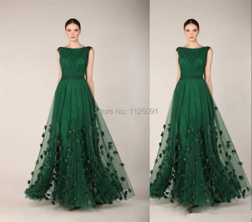 green maxi evening dress