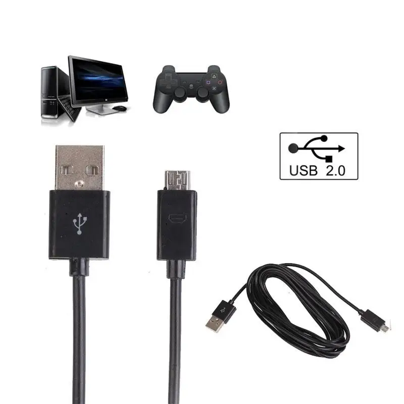 Gasky 3M Micro USB Handle Data Charger Cable Line Wire Cord For PS4