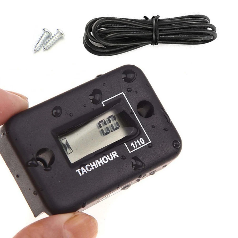 

Black Digital LCD Motorcycle Snowmobile Marine Hour Meter Gauge Accumulator Inductive Timer Motorcycle Generator Bike Waterproof