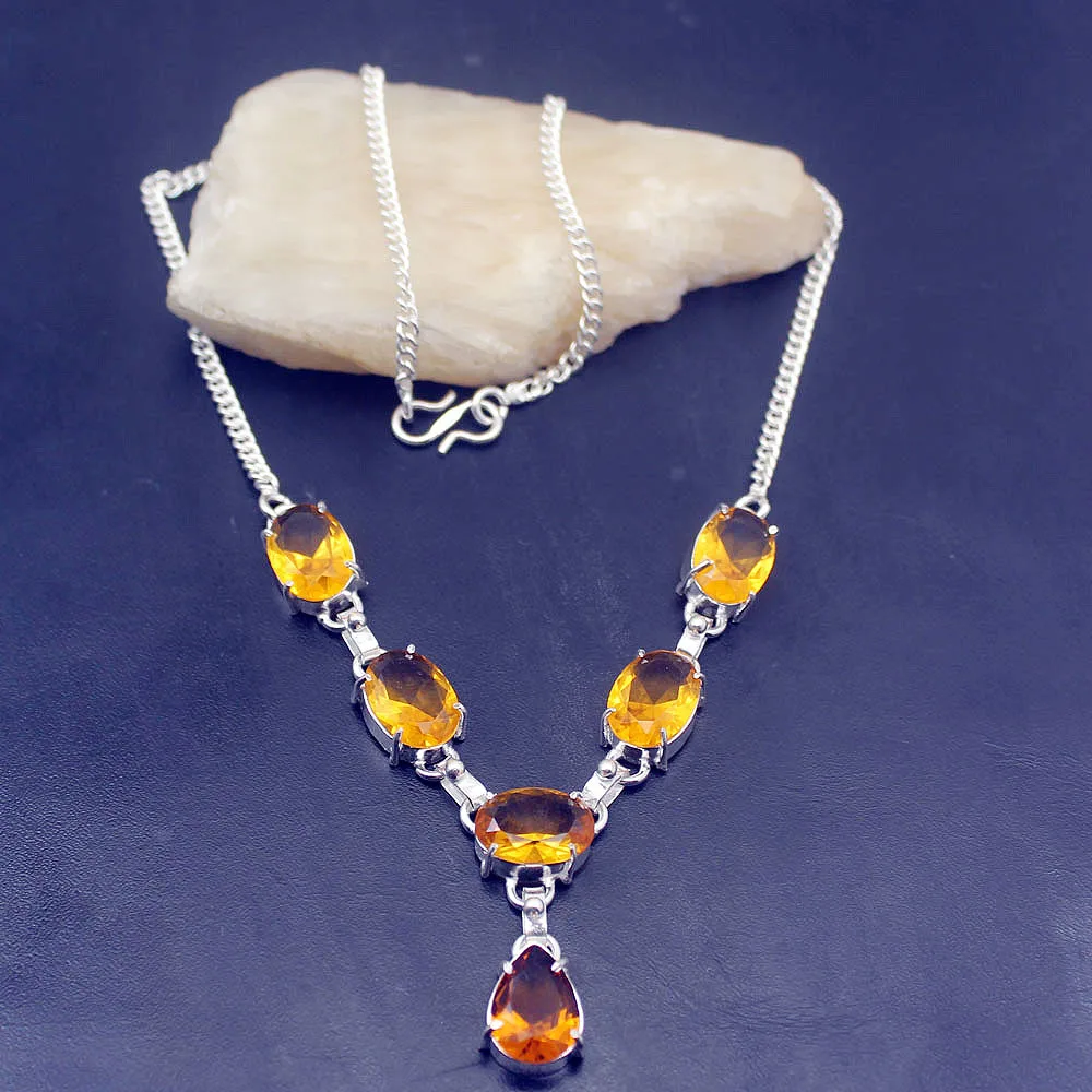 

Hermosa Glorious Hot Sale HoneyTopaz 925 Sterling Silver For Women Charms Pendant Chain Necklace 18 Inch A607