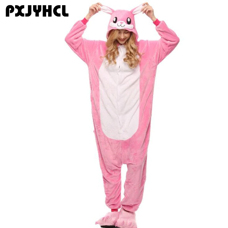 

Adult Anime Kigurumi Onesies Rose Rabbit Costume Women Cute Cartoon Animal Bunny Pajamas Onepieces Sleepwear Home Cloths Girl