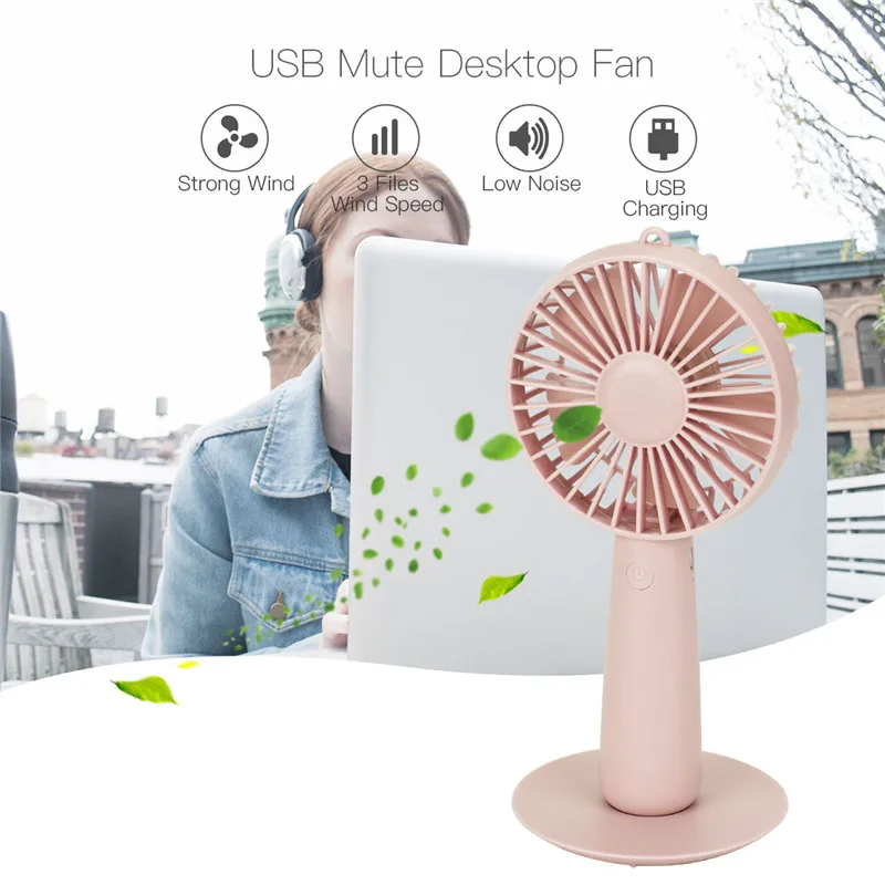 

Handheld Fan Cooler Portable 3 Speed Adjustable Mini Fan Rechargeable Handy Small Desk Desktop USB Cooling Fan With Mirror