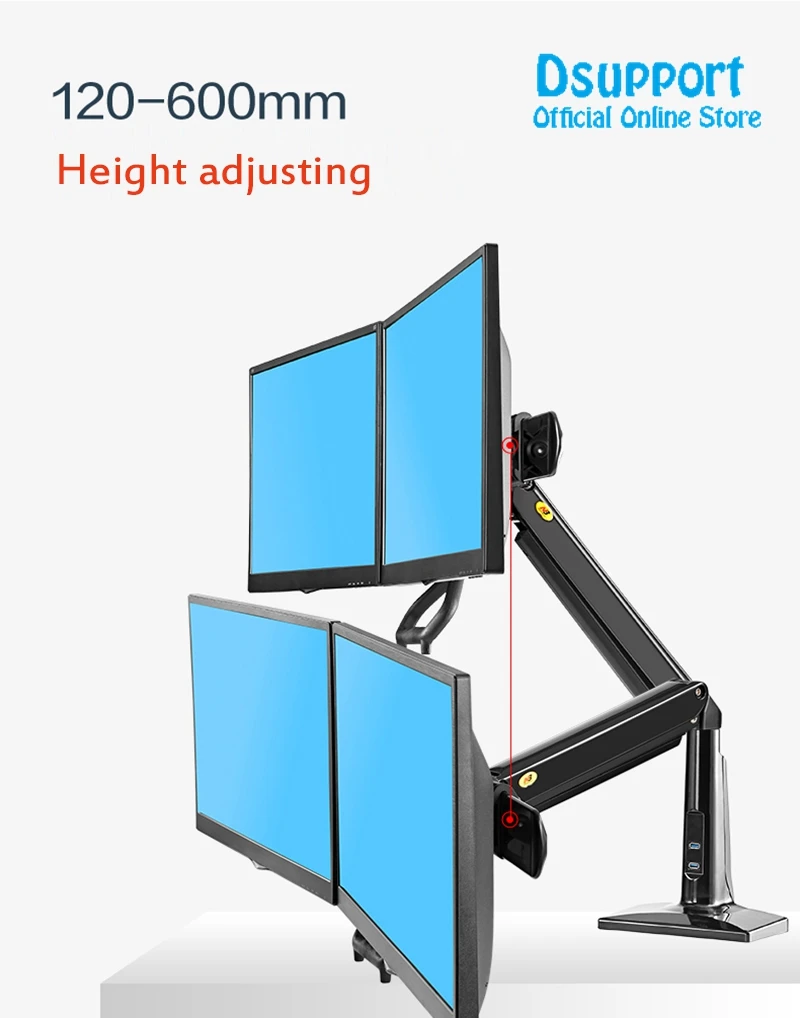 Us 105 0 Nb F27 Full Motion 22 27 Inch Dual Screen Monitor Holder Long Arm Desktop Mount Support With Usb3 In Tv From Consumer