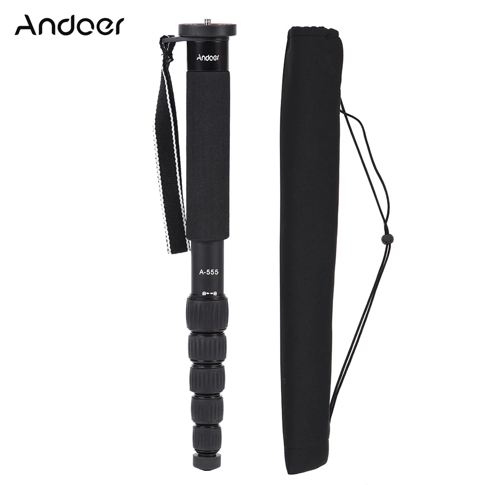 

Andoer A-555 Aluminum Alloy Monopod Camera Unipod Stick 6-Section Compact Photography Monopod for Nikon Canon Sony Pentax Cam