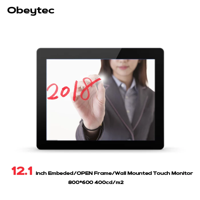 

Obeytec 12.1 inch Industrial Capacitive Open Frame Touch Monitor, PCAP touch screen, 10 Points, High Brightness 400cd LCD