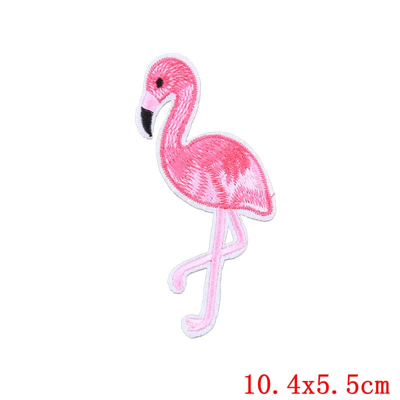 Фламинго заплатки в виде животных для одежды Утюг на вышитые Швейные Аппликации Симпатичные эмблема на ткани DIY одежда аксессуары украшения - Цвет: 0571