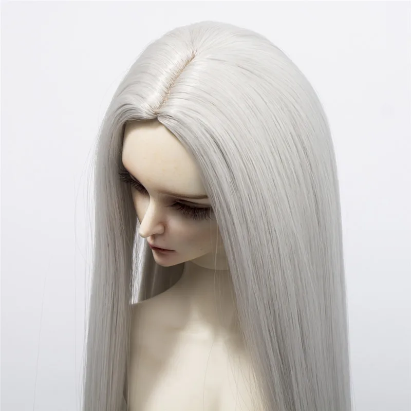 Парики для кукол BJD/SD, длинные прямые волосы, белый, хаки, серый, коричневый, черный цвет, волосы для 1/6, 1/4, 1/3, куклы, теплоизоляционное синтетическое волокно - Цвет: 1001A
