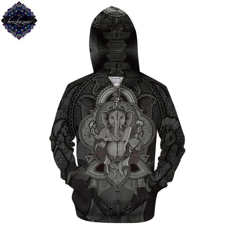 

Ganesha By Brizbazaar Art Zip Hoodies Sweatshirts Men Tracksuits Funny Coat Zipper Hoody 3d Printing Pullover Autumn Drop Ship