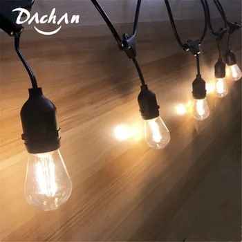 

IP65 Commercial Grade 15M LED String Lights Outdoor S14 LED Retro Edison Filament Bulb Street Garden Patio Holiday Lighting