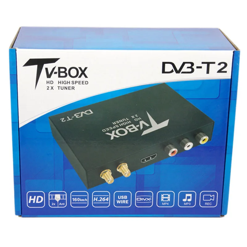 2-тюнеры автомобиля DVB-T2 H.264 MPEG-4 MPEG-2 цифровая ТВ-приставка для России Таиланд сингапурский Малайзийский, Израиль, Украина, Колумбия