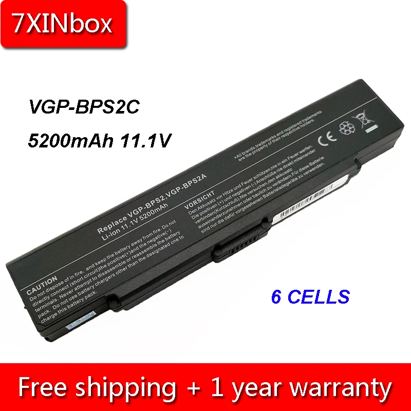 

7XINbox 5200mAh 11.1V VGP-BPS2C VGP-BPS2A VGP-BPL2 Laptop Battery For Sony Vaio VGN-FS515 VGN-S240 PCG VGC-LB VGN-AR AR11 VGN-C