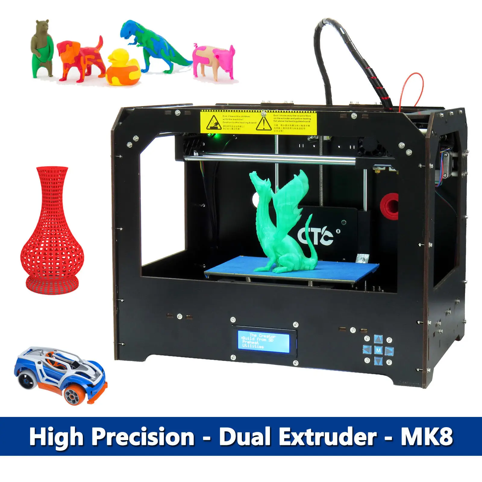 

3D Printer - Dual Extruders Upgraded High Precision Nozzle 0.4mm