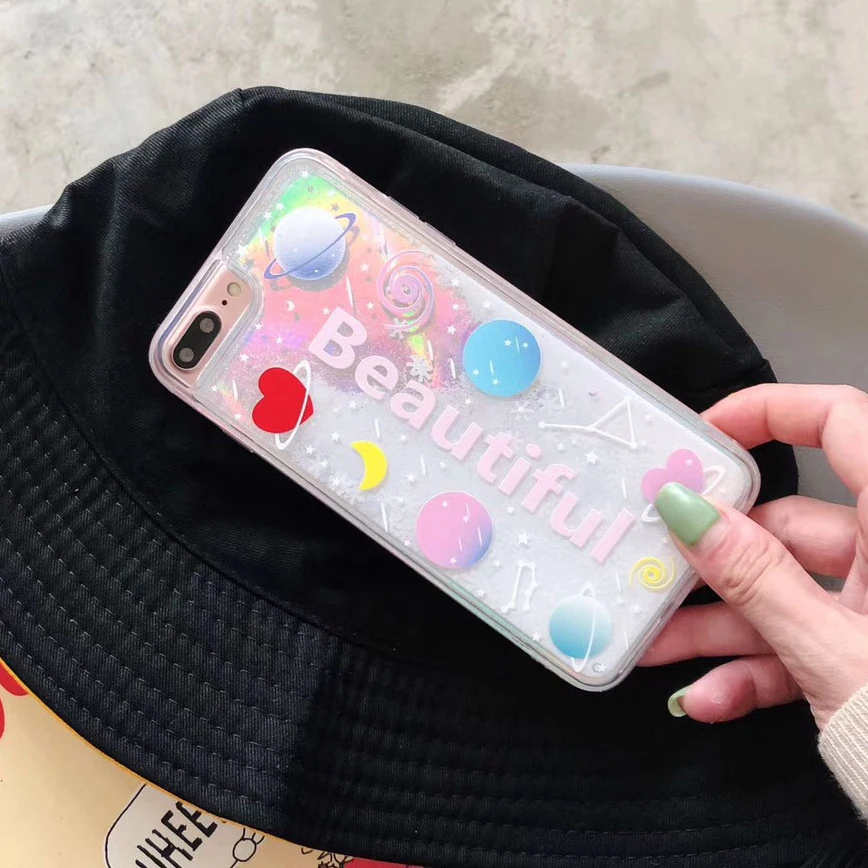 

Multicolor Space Phone Case for IPhone X 6 6S 7 8 Plus Laser Quicksand Anti-Knock Phone Shell