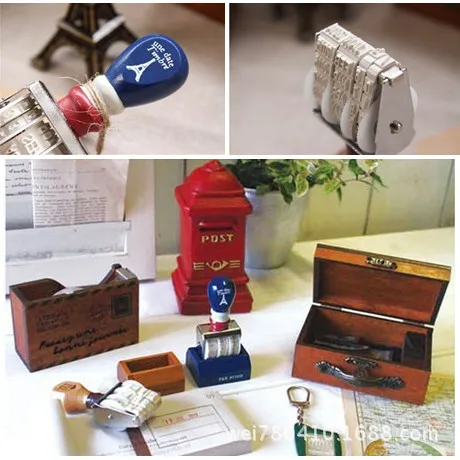

Vintage wooden handle roller stamp DIY date stamps for scrapbooking stationery material escolar creative school supplies gifts