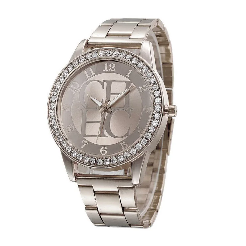 Женские часы Лидирующий бренд роскошные часы со стразами женские модные нарядные часы Relogios Femininos кварцевые часы из нержавеющей стали - Цвет: Серебристый