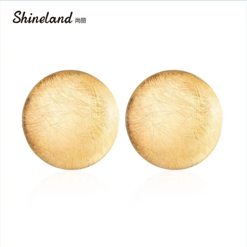 Shineland классические золотые серьги-гвоздики из сплава серебряного цвета с круглой проволочной поверхностью для женщин, модные аксессуары