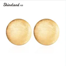 Shineland классические золотые серьги-гвоздики из сплава серебряного цвета с круглой проволочной поверхностью для женщин, модные аксессуары