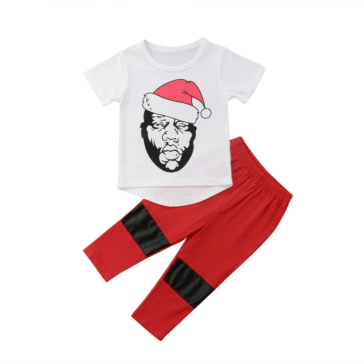 

2Pcs Fashion Toddler Baby Boys Clothes Cotton Print Christmas Cotton T-shirt Top Pants Trousers Outfits 0-5Y