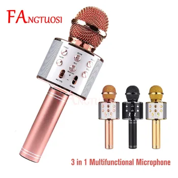 

WS 858 wireless bluetooth microphone professional karaoke speaker consender WS858 handheld microfone radio studio record mic