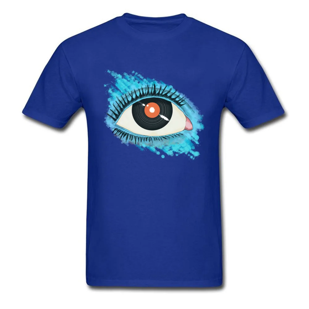 Musical vision eye illustration with vinyl record for pupil_blue