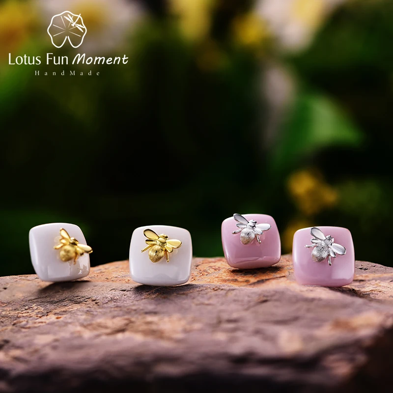 Lotus Fun Moment Реальные 925 пробы серебро 2018 Модные серьги гвоздики розовая бабочка