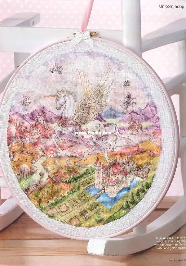 

Gold Collection Beautiful Counted Cross Stitch Kit Unicorn in the Sky Flying Over the Castle Fairytale Unicorns