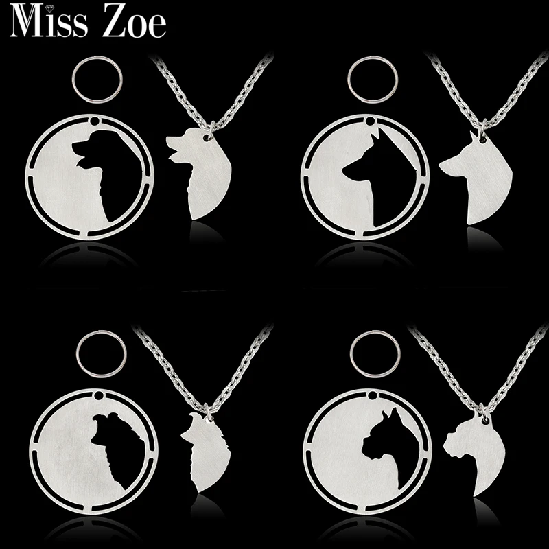 

2pcs/set Golden Labrador Husky Border Collie German Shepherd Labradoodle Pendant Necklace Dog Tag Silver Pet Animal Jewelry Gift