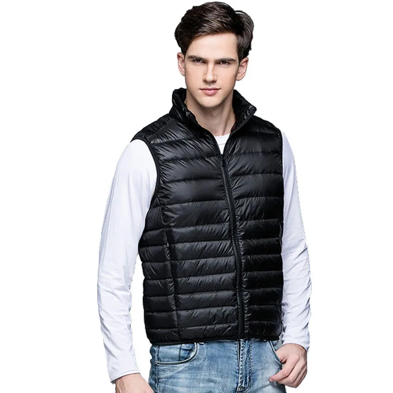 

Simple and practical spring and autumn winter white duck down warm men's vest jacket Slim short sleeveless men's down jacket coa