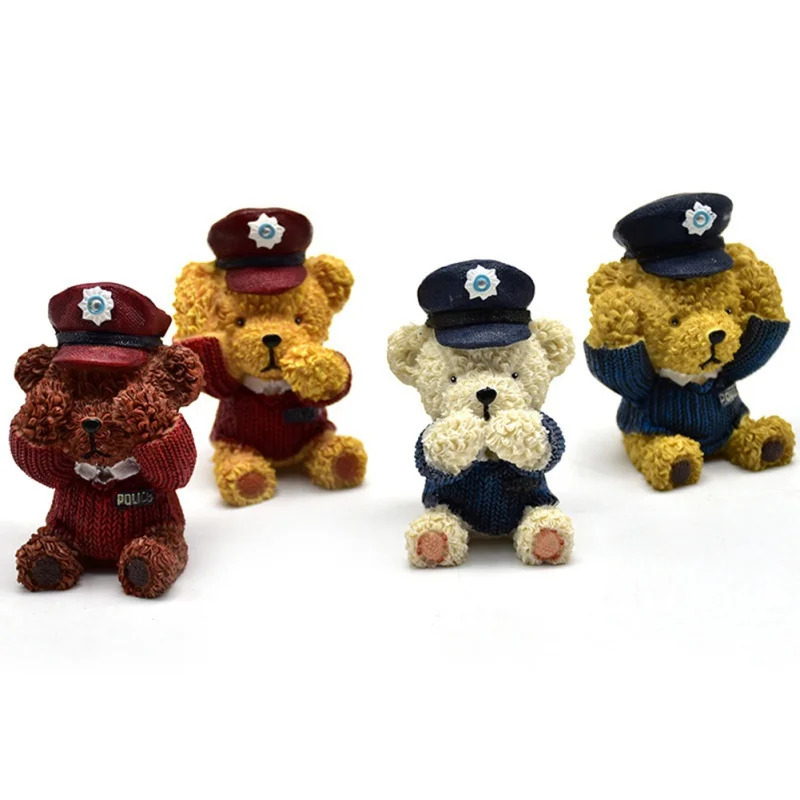 New Cute 3D Three-Dimensional Small Bear Police Styling Fondant Cake Silicone Mold