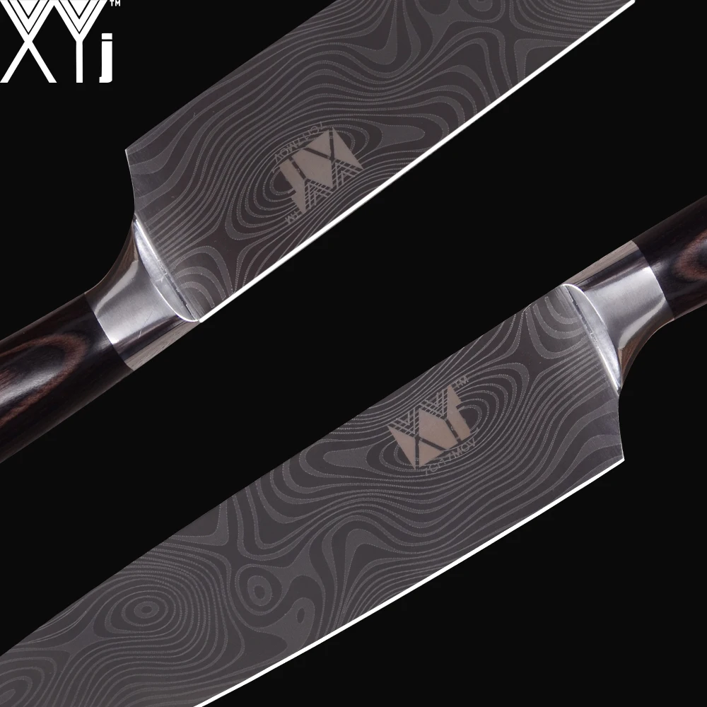 XYj Stainless Steel Kitchen Knife Tools 3.5, 5, 5, 7, 8, 8 inch Exquisite Color Wood Handle Fruit Vegetable Meat Cooking Tools