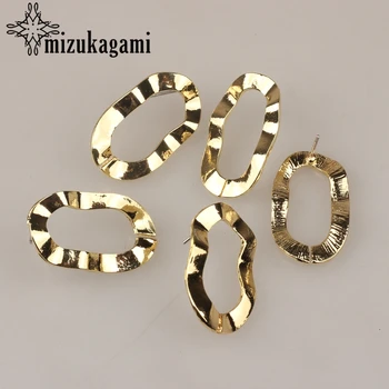

28*16mm 6pcs/lot Zinc Alloy Retro Golden Big Hollow Oval Base Earrings Connector For DIY Exaggerated Earrings Accessories