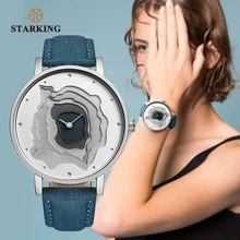 STARKING reloj de pulsera Retro Vintage de cuero azul de alta calidad diseño de la tierra Reloj sencillo de cuarzo Relogio femenino