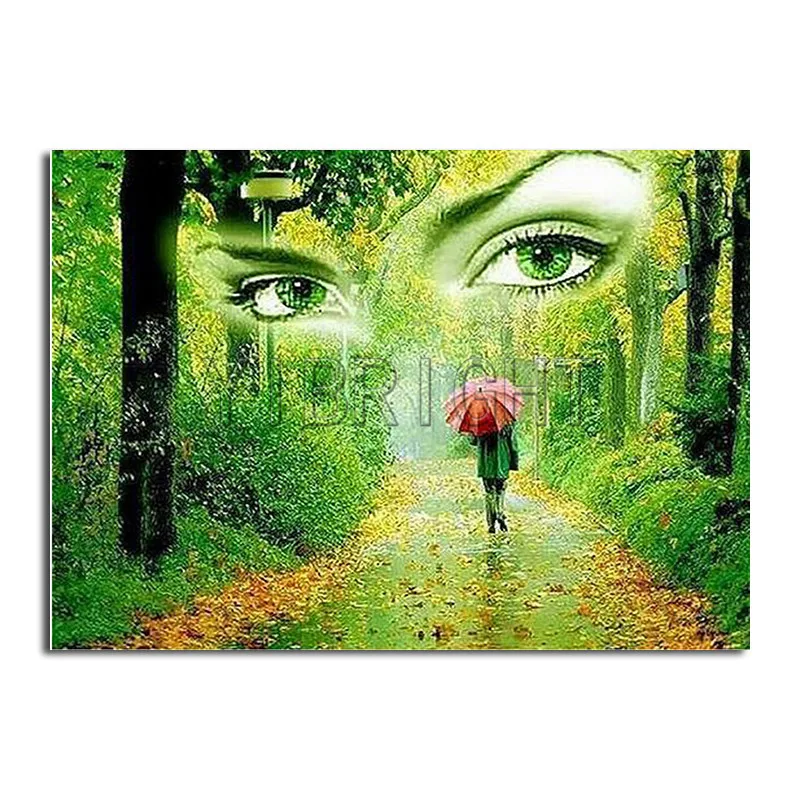 

Diamond Embroidery Scenery "Beauty Eyes" Diamond Painting Full Round Square Mosaic Picture of Rhinestones Cross Stitch Road YQ